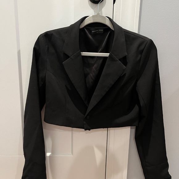 White Fox Black Cropped Blazer - Picture 3 of 3